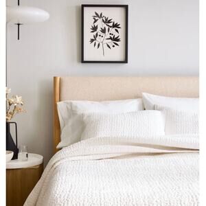 Quince Silk Pick Stitch Hand Stitched Quilted King Sham Set White NWOT #21